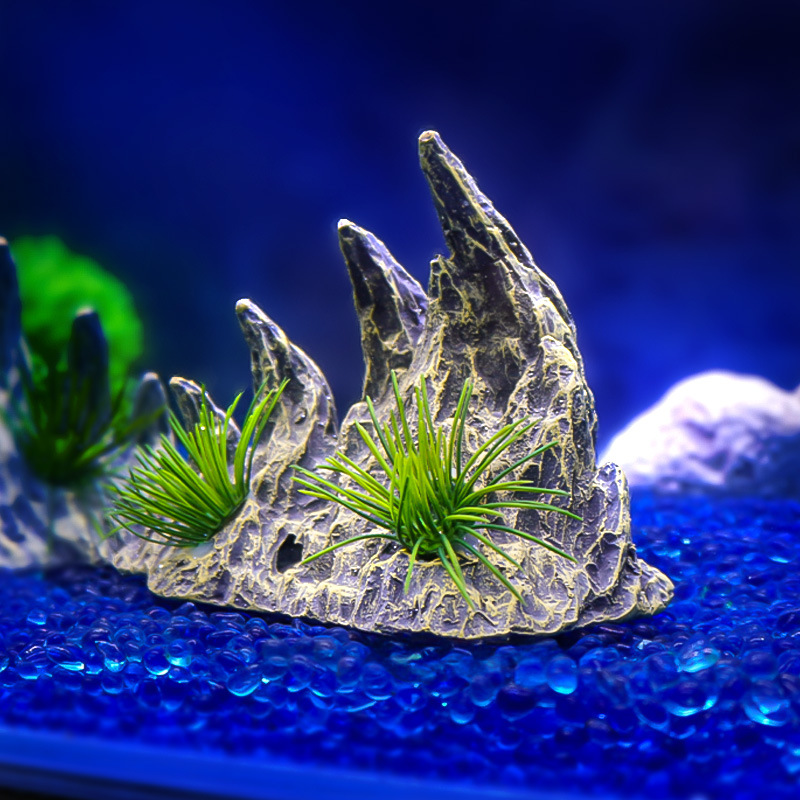 Tanque de peces paisaje piedra rocalla decoración plantas acuáticas decoración quilla tanque de peces decoración resina simulación qinglongshi cañón al por mayor