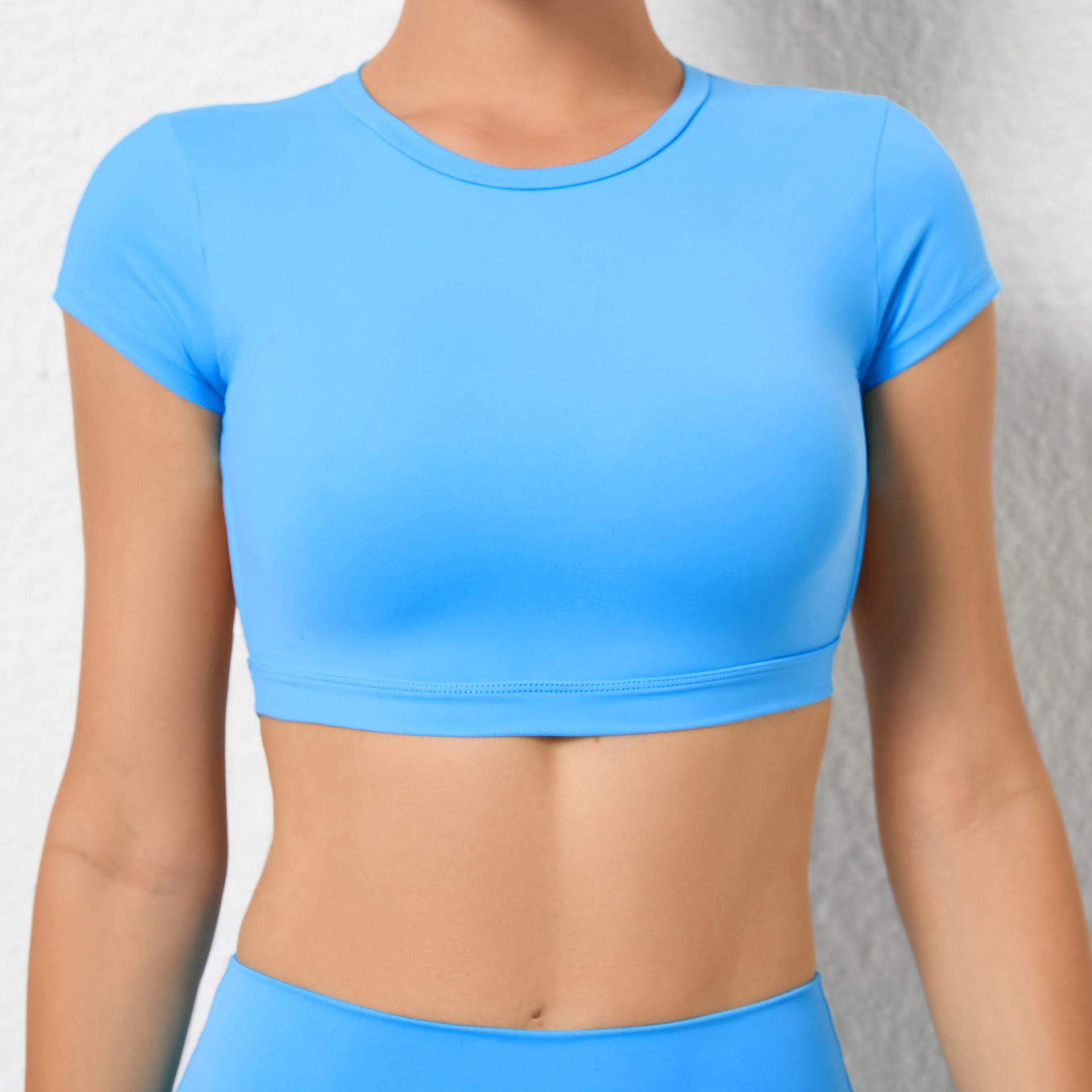 Sports Solid Color Active Tops Nylon Cotton Blend T-shirt Activewear display picture 29