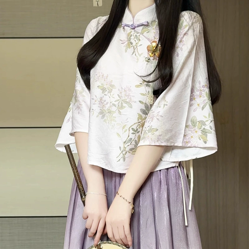 Matcha moto #2025 новый молодой молодой девушки Cheongsam набор из двух частей новый китайский стиль набор