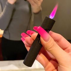 【一件代發】小巧圓形按壓打火機粉色火焰夜光漸變防風創意個性炫