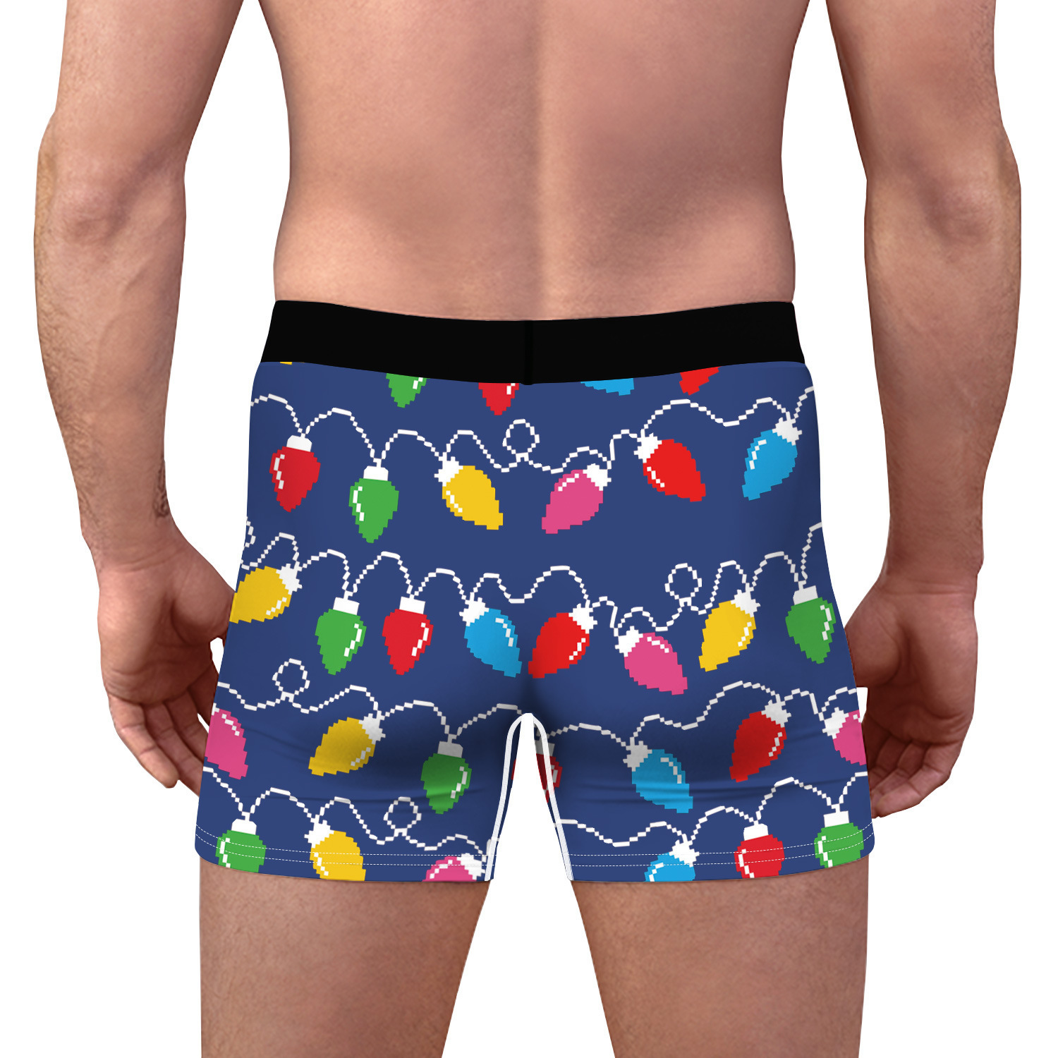 Nouveaux sous-vêtements en polyester à la mode et respirants pour hommes imprimés numériques 3D de noël pour un port confortable avec des sous-vêtements plats_voghion.com