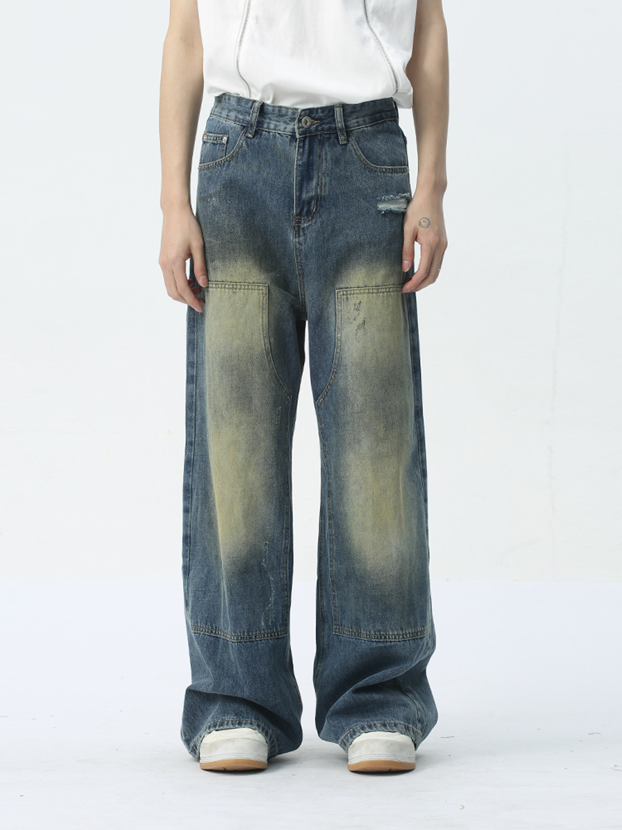 MTLCLOTHES Ropa de hombre | 2024 primavera nuevos productos retro street costuras agujeros desgastados jeans de diseño de moda