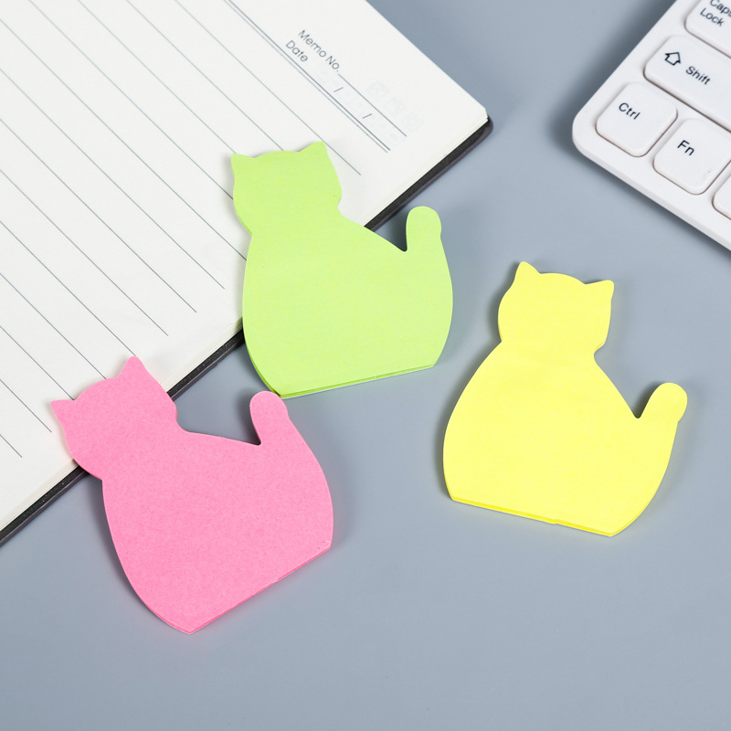 30g Weight 1 Piece Quantity Learning Occasion Animal Pattern Cute Style Cute Cartoon Cat-shaped Sticky Notes Office Note Paper Wholesale 3
