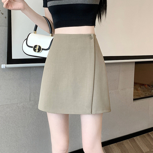 2025 Summer Plus Size Full-figured High-waist Asymmetrical Short Skirt for Petite Women Slimming Worded Hip-Hugging Pants Skirt