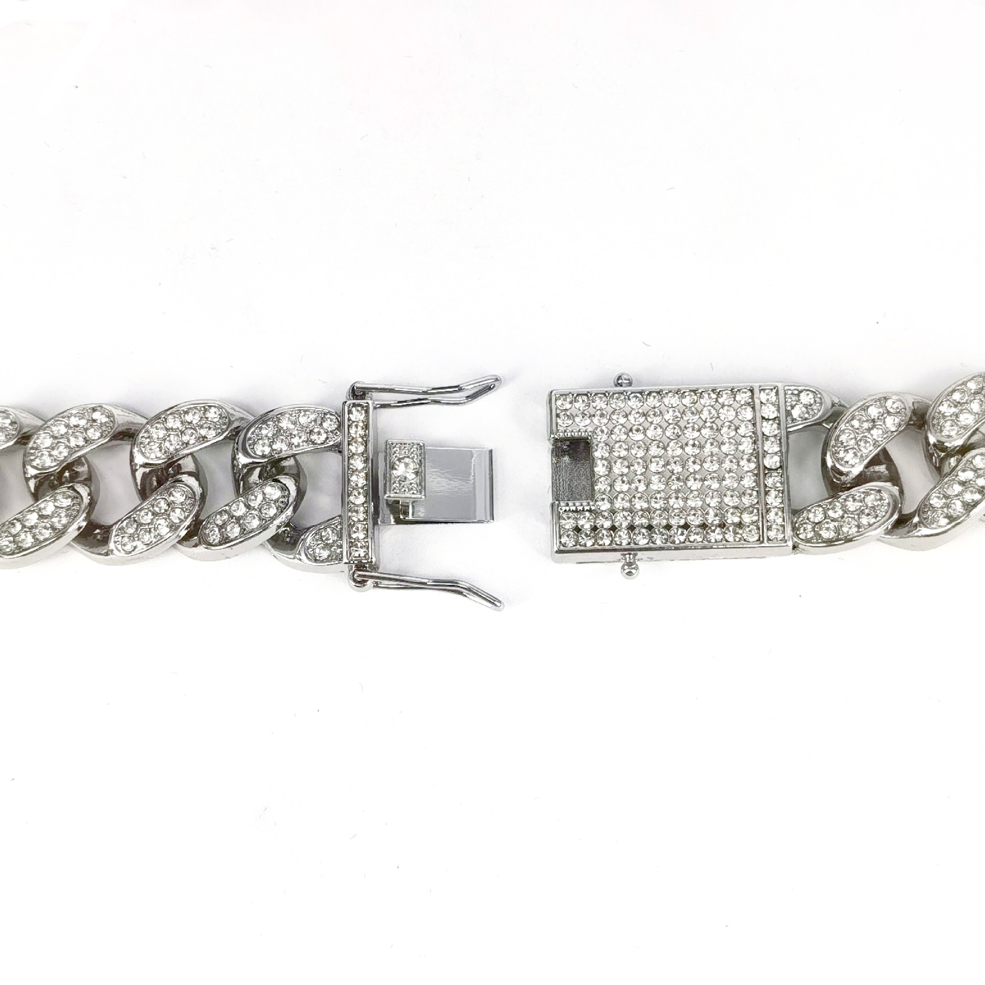 New Alloy Cuban 20mm Thick Full Diamond Bracelet Necklace Circular Chain Design Hip Hop Style_voghion.com