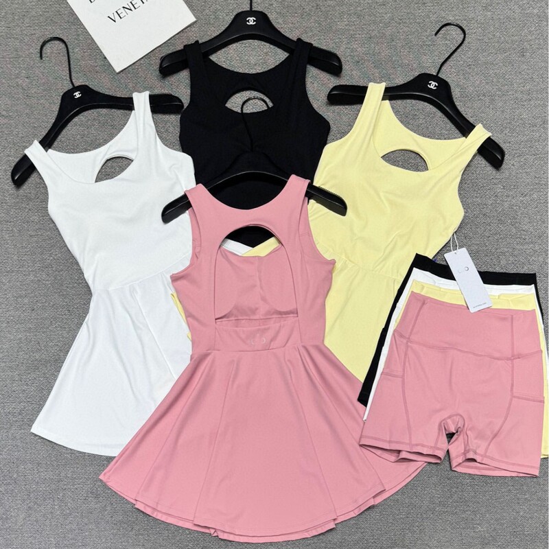 AL European and American style women's summer new quick-dry breathable yoga running fitness tank top and skirt two-piece set AL European and American style women's summer new quick-dry breathable yoga running fitness tank top and skirt two-piece set