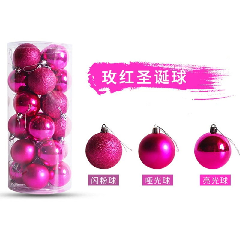クリスマス装飾品3/4/5/6/8cmバレルメッキプラスチッククリスマスボールセットクリスマスツリー装飾ストラップ|undefined