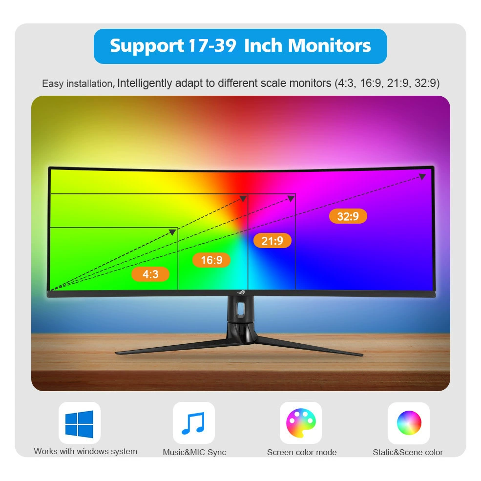 HDMI эффект Та же сцена передает компьютерную атмосферу свет игровой свет цвет лайт цвет лампа фоновый экран свет синхронизация
