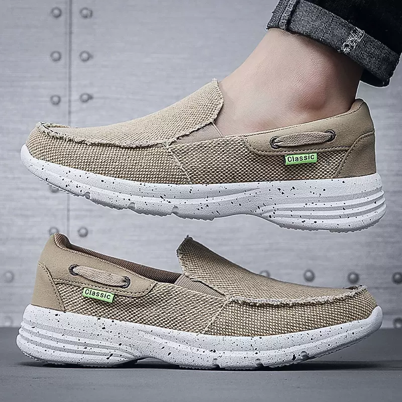 2022春时尚帆布透气男鞋轻便套脚潮鞋一脚蹬跨境大码男士休闲鞋子
