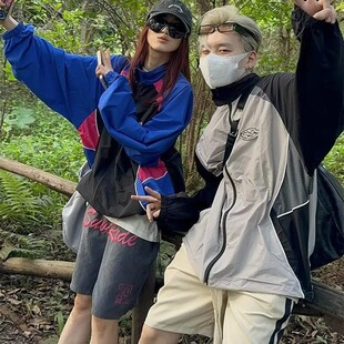 Cross-Border Wholesale Retro American Thin Sun Protection Clothing for Men and Women Trendy Spring and Summer Splicing Couple Outdoor Quick-Drying Jacket