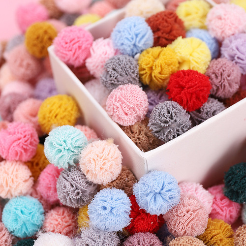 Cross-border hot sale 1cm Korean style elastic mesh ball flower ball lace mesh DIY hair ball accessories