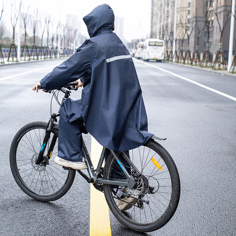 Mountain Bike Raincoat Single Student Male and Female Adult Hooded Long Full-Body Rainproof Poncho Waterproof