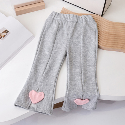 Women's Poplar Bell-bottom Pants Trendy and Stylish Korean Version Little Girl Pants Spring and Autumn New Baby Pure Cotton Leggings