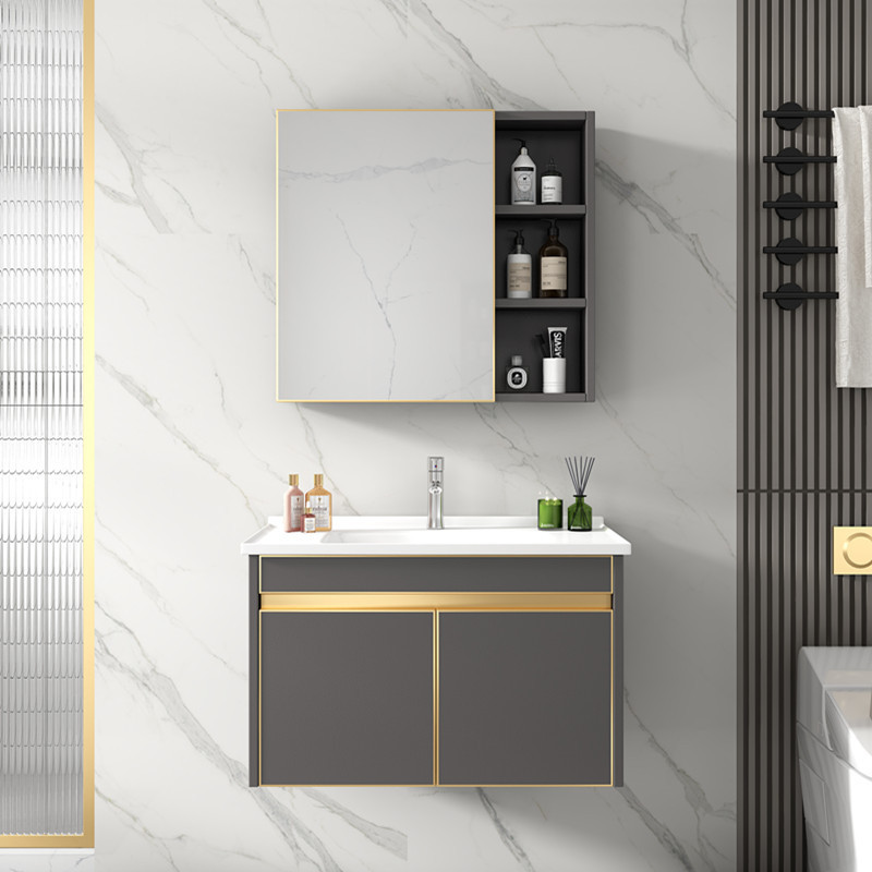 304 gabinete de baño de acero inoxidable combinación estrecho y largo pequeño apartamento lavabo gabinete mesa de lavado lavabo gabinete de luz de lujo simple