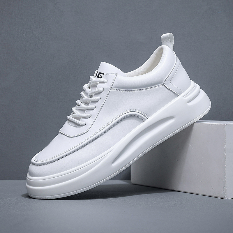鞋子男春季休閒潮小白鞋2024新款簡約男生板鞋學院風厚底增高