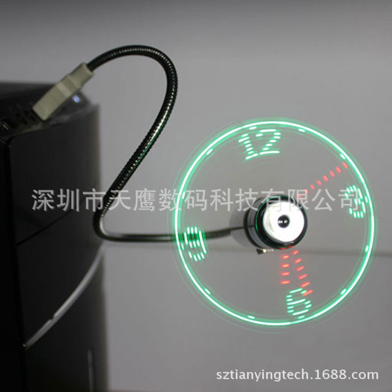 Ventilador USB con reloj luminoso, pantalla de hora LED, mini ventilador portátil