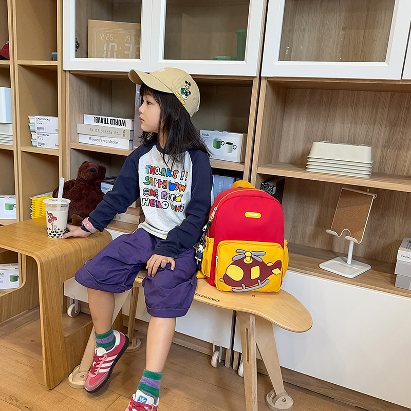 Jardín de infantes bolsas escolares de dibujos animados lindos helicópteros mochila para niños y niñas mochila pequeña de gran capacidad para niños