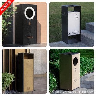 Outdoor Stainless Steel Trash Can for Residential Property Sanitation, Park Scenic Area Sorting Waste Bin, Commercial Single Bin
