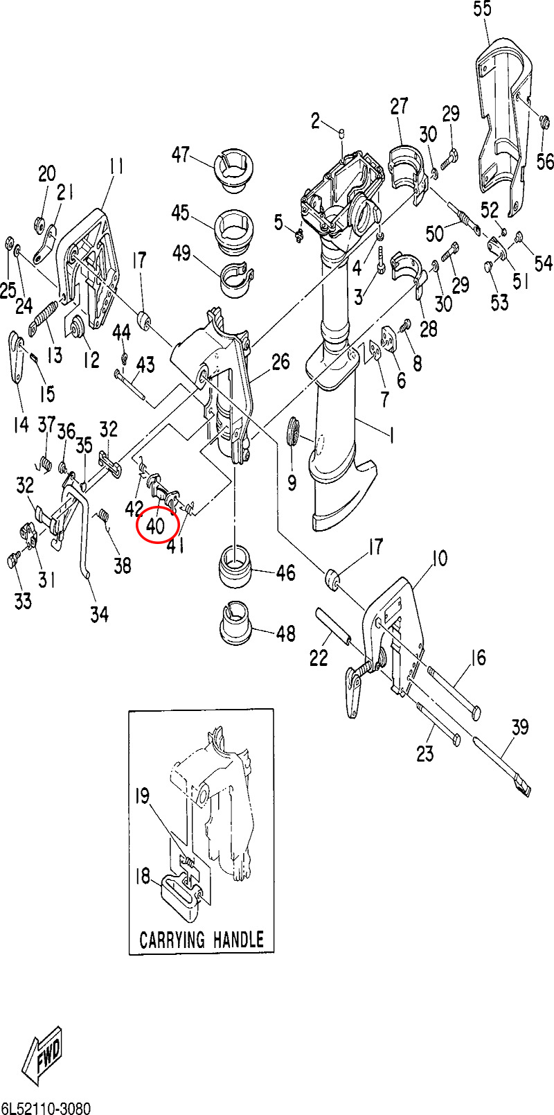 40)翟墨DEMONS舷外机船外挂机橡皮艇冲锋舟起翘锁钩6L5-43614-00