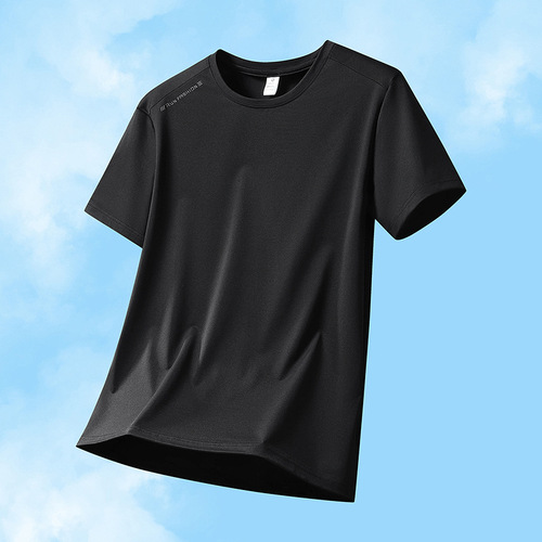 L-8XL ice silk short-sleeved T-shirt men's large size summer fat man plus fat thin loose sweat-wicking quick-drying T-shirt