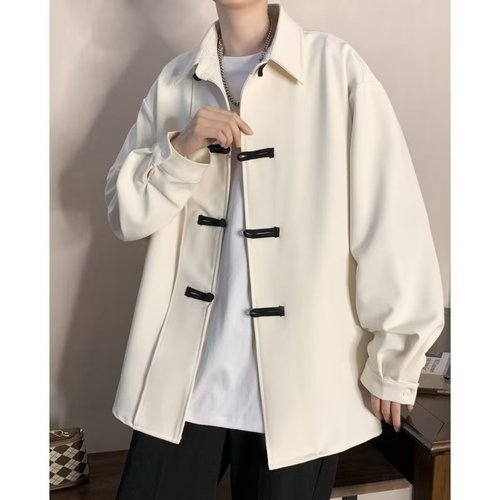 Elevated, Street-Savvy Chinese-Style Button-Up Shirt for Men: Modern Tang Suit with a Vintage Chinese Twist, Featuring Long Sleeves