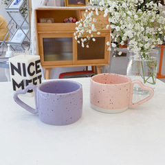 Love-themed High-Quality Ink Wash Ceramic Coffee Cup with Purple Instagram Style Creative Mug Korean Style Breakfast Milk Cup