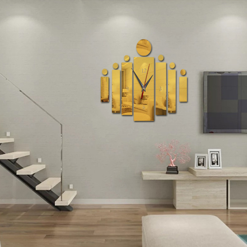 Crystal three-dimensional acrylic home living room background wall sticker clock creative decoration painting_voghion.com