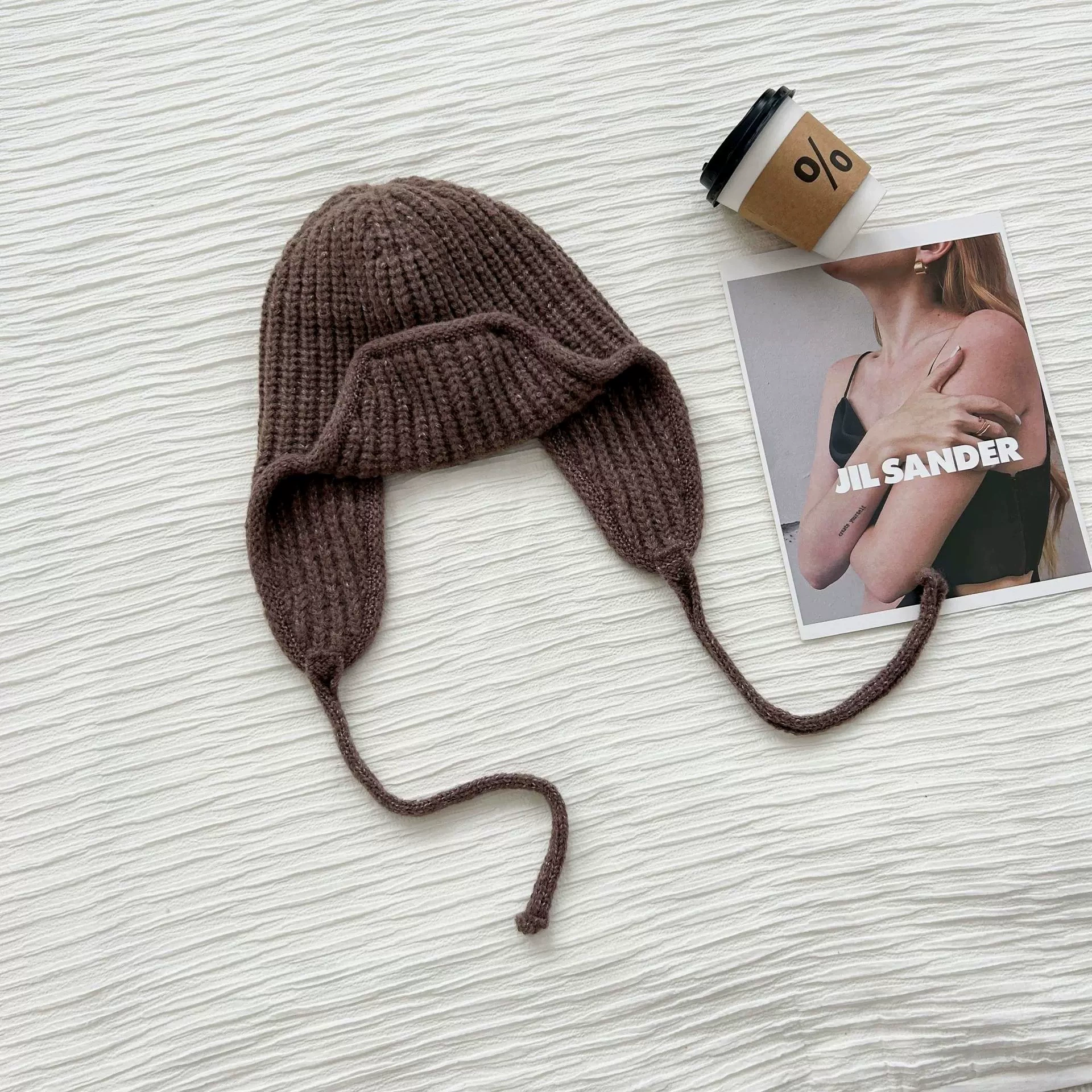 Зимний шарф‑шапка Korean Knit Earflap Hat для женщин, мягкий и тёплый, 56–58 см, фуксия, белый, серый, хаки, черный
