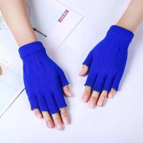 New Colorful Half-Finger Insulated Gloves for Men and Women, Thin Winter Knit Cold-Proof Riding Work Writing Finger-Revealing Gloves