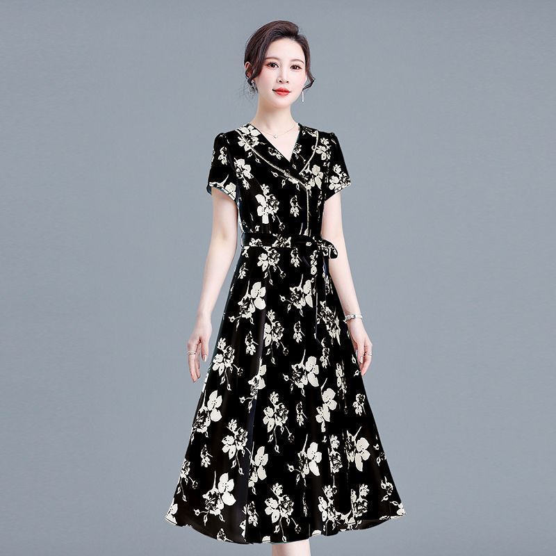 ドレス 2025 新作夏のファッションスリム韓国風シンプルな中高年スカート特別価格ドレス太った女の子|undefined