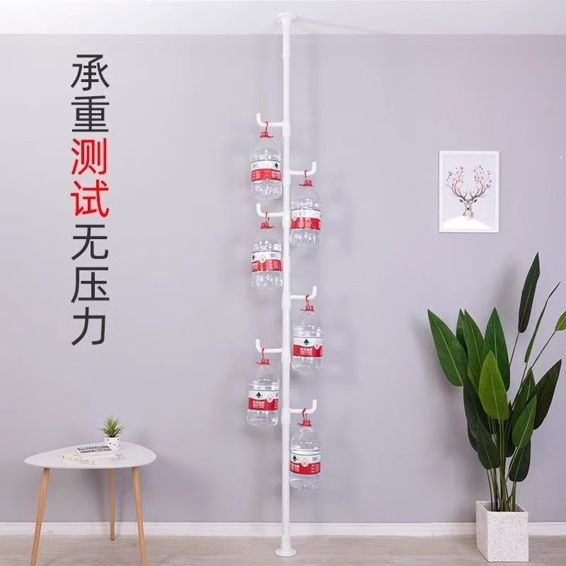 床から天井までのコートラック、パンチングなし、家庭用伸縮式バルコニー寝室床置き衣類ラック、収納が簡単、スペースをとらない|undefined