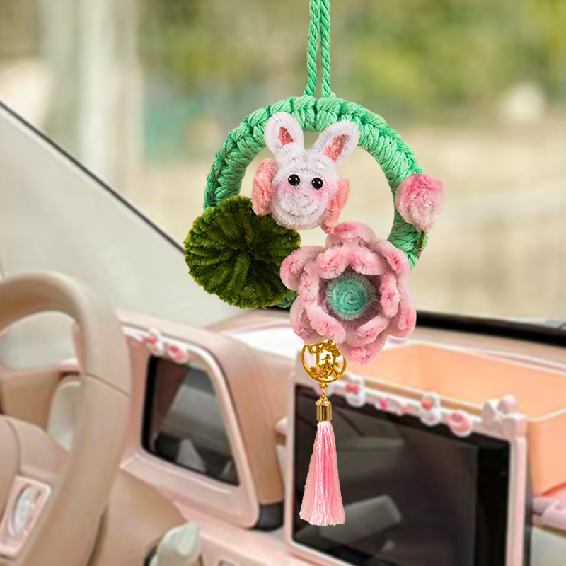 mid-autumn festival rabbit small pendant decorative hand-woven garland diy material package car portable ornaments gifts
