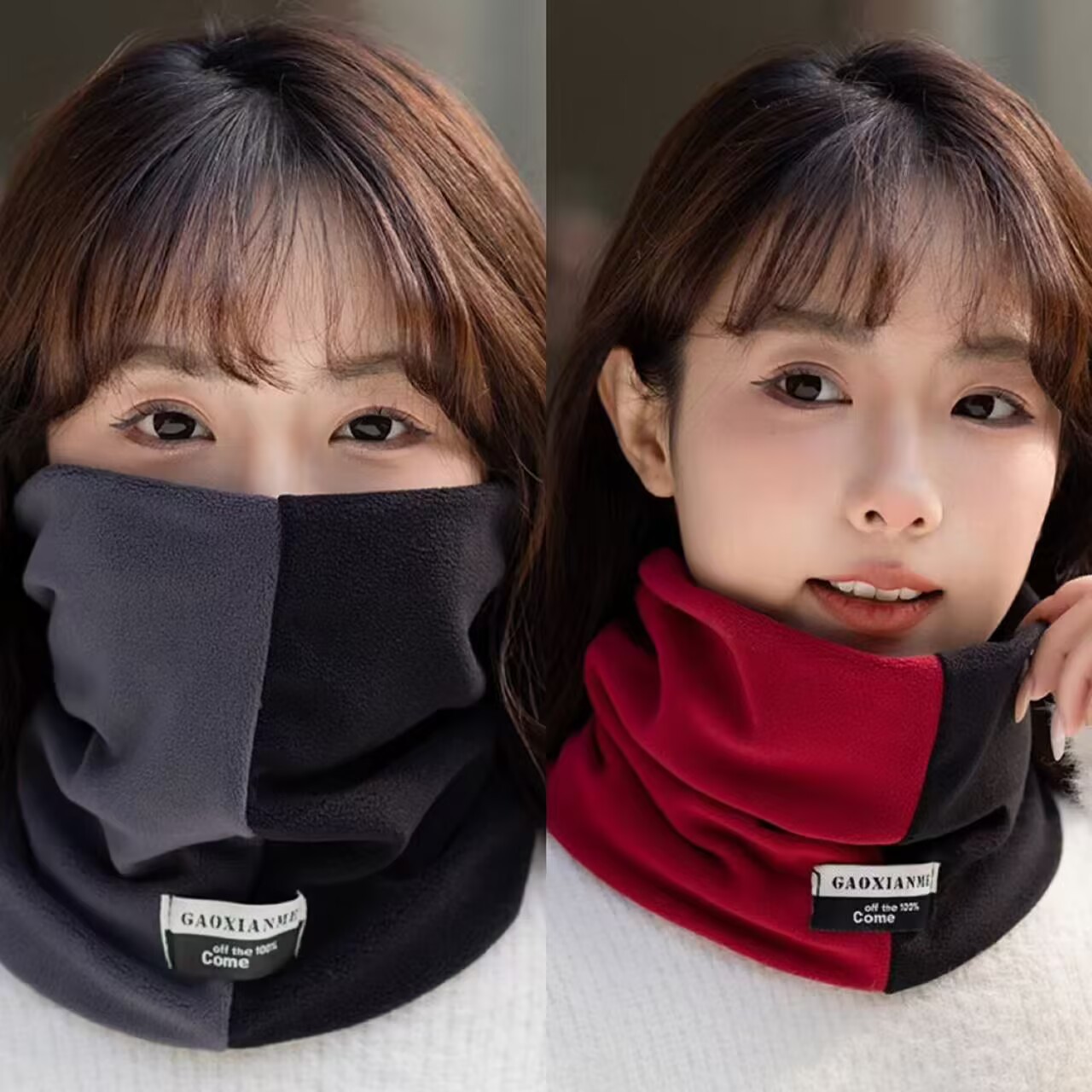 Cycling Neck Scarf for Men and Women, Winter Windproof and Warm Contrasting Color Neck Scarf, Full Face Neck Protector, Ski Mask, Thickeneded Scarf