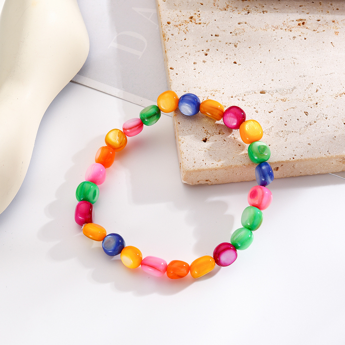 jewelry Bohemian colored gravel bracelet jewelry natural stone bracelet_voghion.com