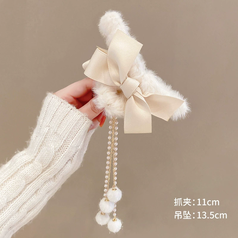 Metal crab hair clip, elegant rhinestone & pearl accents, large styles (multiple colors)