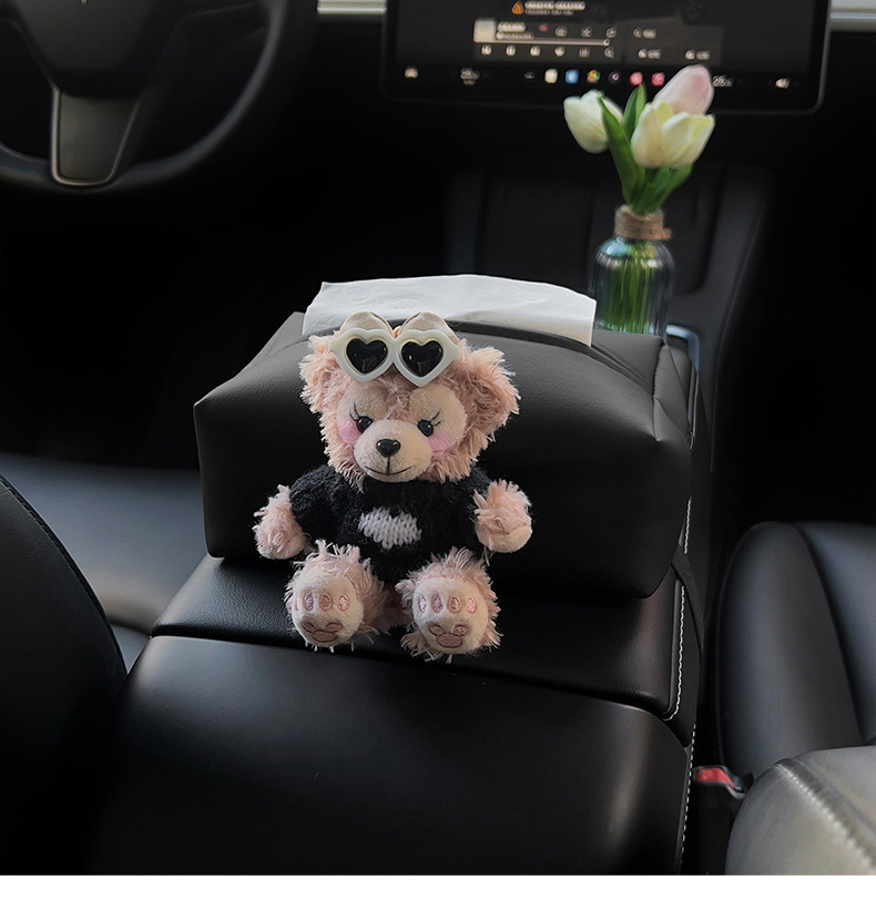 Shirley Rose Car Tissue Box, Cute Car Interior Armrest Tissue Holder, High-End Car Dashboard Tissue Bag