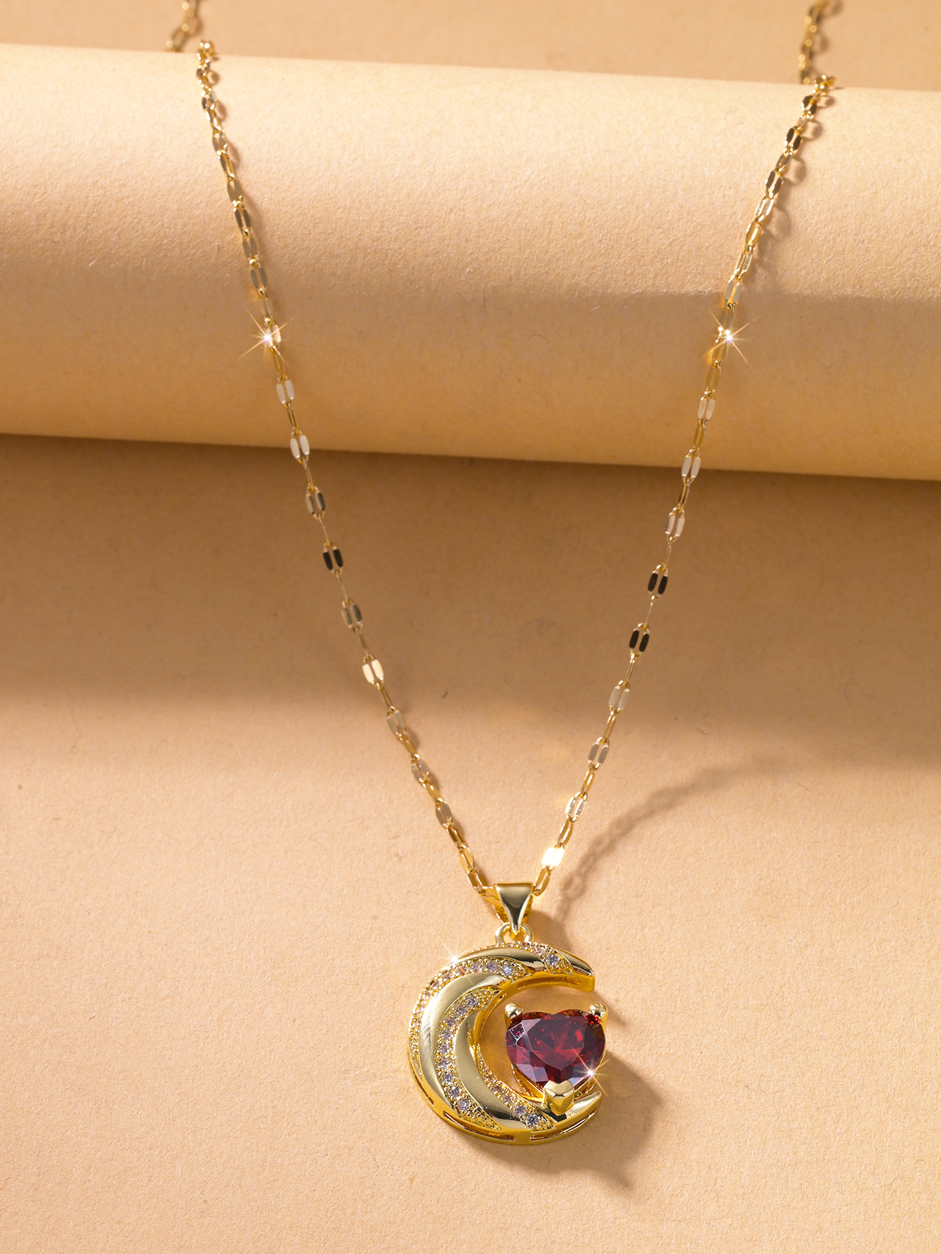 12g Weight Titanium Steel Pendant Material Zircon Inlay Material Pendant Necklace Classification Titanium Steel Chain Material 1 Piece Quantity Holiday, Daily Occasion Titanium Steel Material Moon, Heart Shape Pattern Unisex Gender Inlay Design Casual, Sweet Style Wholesale Jewelry Casual Sweet Moon Heart Shape Titanium Steel Zircon Inlay Pendant Necklace 6