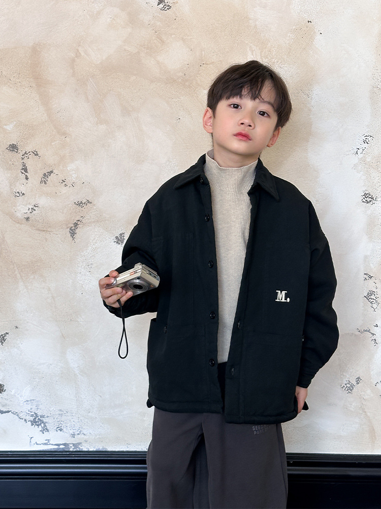 McCarthy ropa infantil de algodón para niños 2025 invierno nuevo estilo coreano de ropa de invierno para niños con chaqueta gruesa de lana