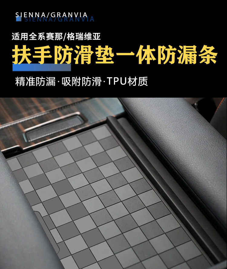 [Anti-Slip and Wear-Resistant] Sainagrevia Armrest Box Center Console Anti-Slip Mat Anti-Leak Strip Car Storage Adhesive