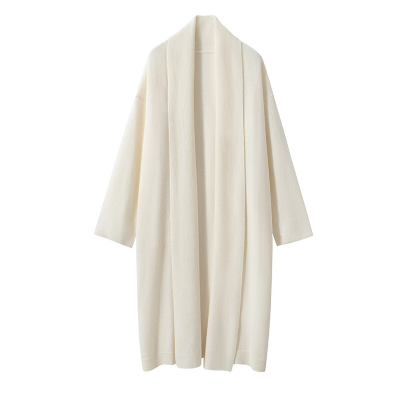 2025 New Autumn and Winter Cashmere Cardigan Women's Large Long Loose Knitted Knitwear Large Outwear Scarf Collar Cardigan