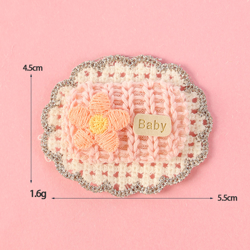 Organza de encaje ovalado pegatinas de tela de amor bordado fresco etiqueta de tela DIY accesorios de ropa para Niños Accesorios