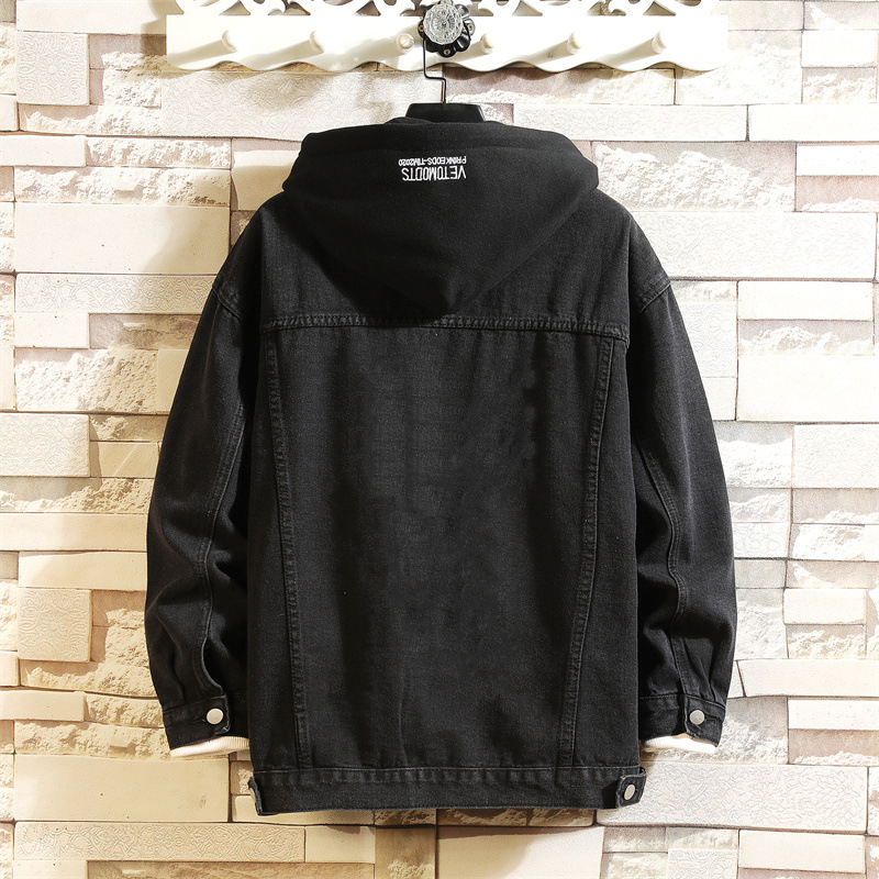 1 Hooded 2023 New Korean Style Plus Size Color Block Men's Couple Loose Casual Coat Denim Jacket Wholesale_voghion.com