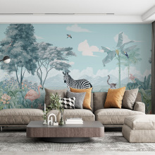 跨境外贸批发原创壁画贴纸客厅背景墙改造卡通动物墙纸自粘墙壁布