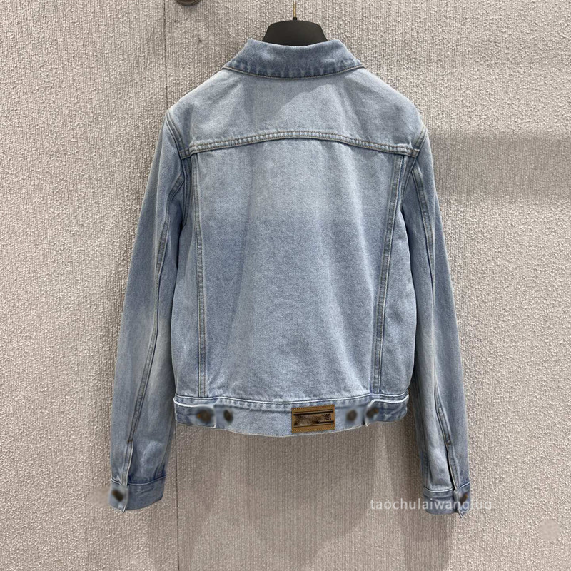 双口袋牛仔翻领夹克外套女 复古洗水时尚百搭长袖开衫秋 ZW62755|undefined