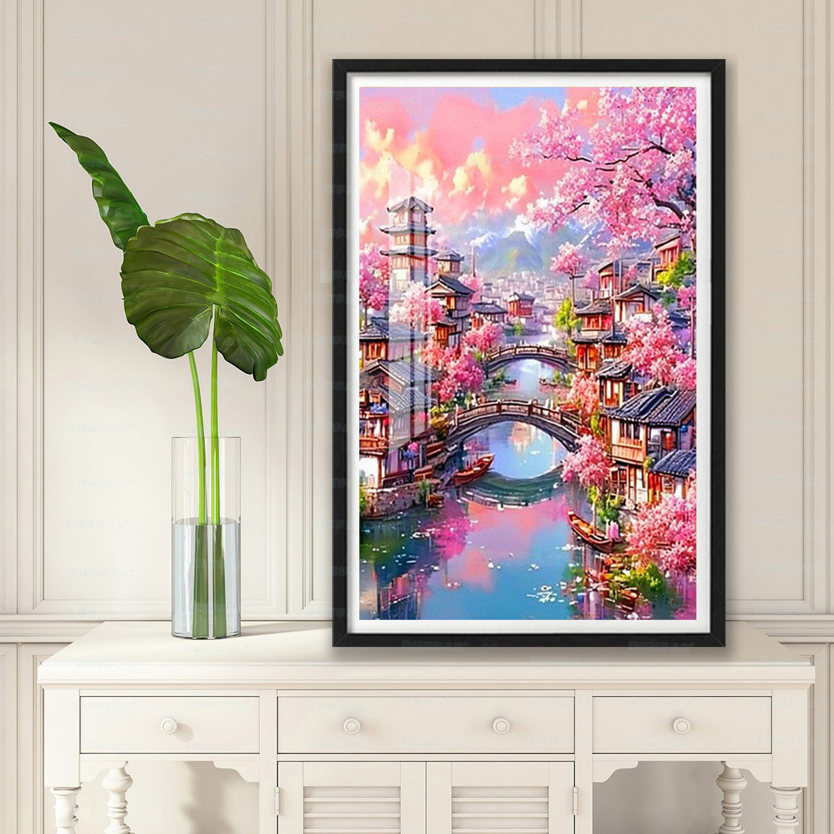 [Tela de Algodón Importada] Punto de Cruz de la Mona Lisa, Estilo Primavera, Cuatro Estaciones, Nuevo Estilo, Hermoso Punto de Cruz para Sala de Estar