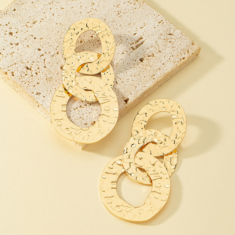 Pendientes de aro geométricos de diseño irregular con estilo exagerado retro y punk para mujer, moda de nicho europea y americana, mayorista