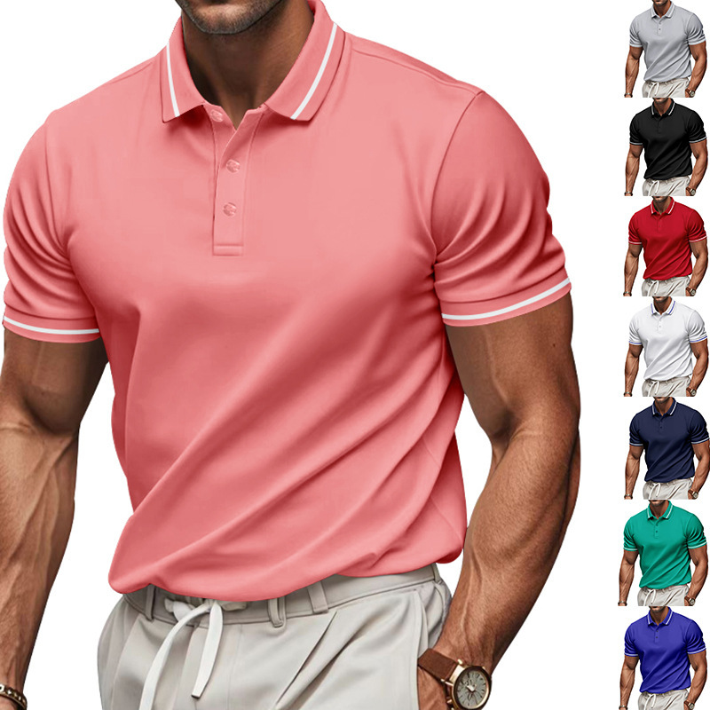Camisa de polo de verano para hombre de estación independiente TK transfronteriza Camisa publicitaria de maratón de manga corta con solapa de secado rápido de Amazon