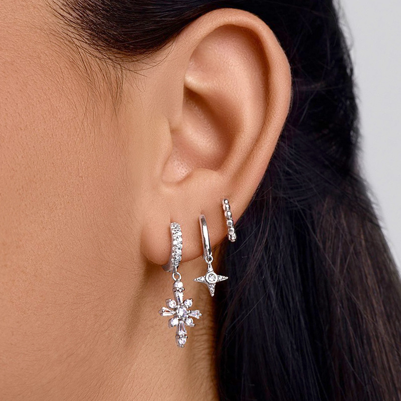 Jewelry Micro-studded Eight Pointed Star New Cross-border Personality Earrings Wholesale display picture 4