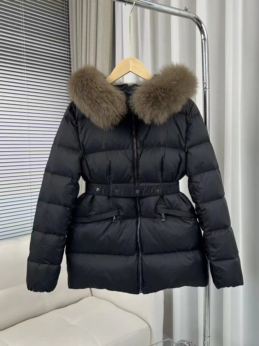 Autumn Winter New European Style Waist Slimming 90 White Duck Fox Fur Collar Down Jacket Women Short Trendy Coat_voghion.com