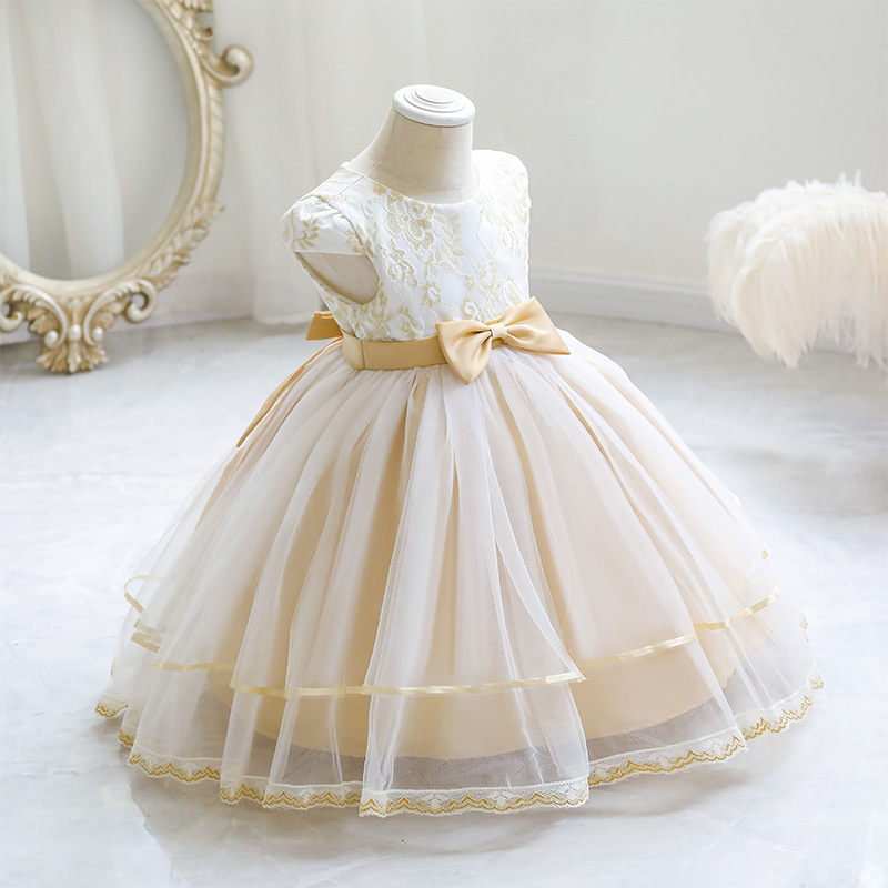 Vestido de las muchachas Vestido de princesa Vestido de malla bordado Amazon Venta caliente ropa para niños vestido de banquete de cumpleaños para niños